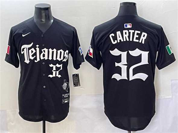 Men%27s Texas Rangers #32 Evan Carter Black Mexico 2025 Vapor Premier Limited Stitched Jersey